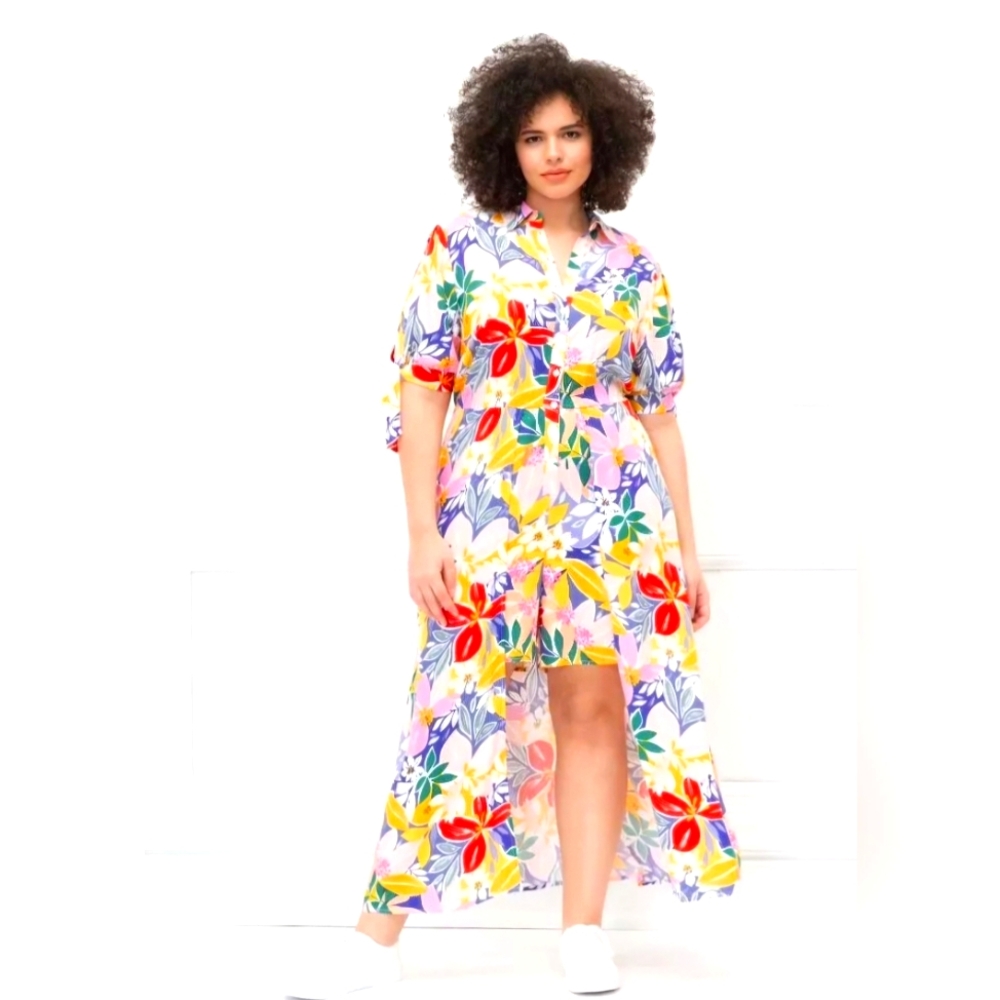 Eloquii Elements Floral romper with skirt overlay
